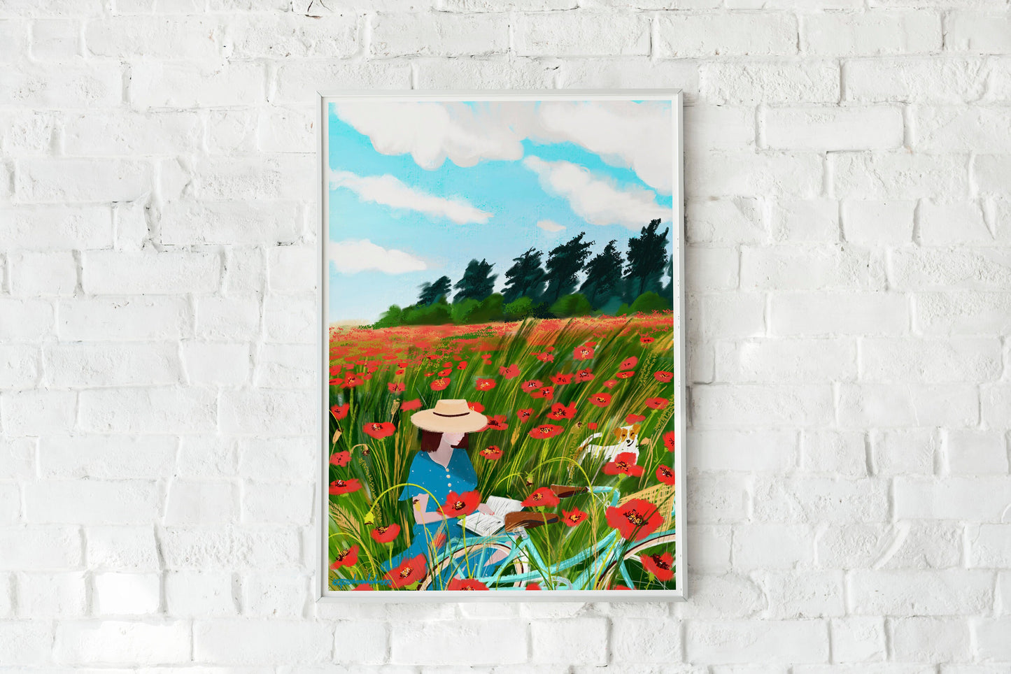 Poppy Field Art Print: Red Floral Illustration (A3/A4)
