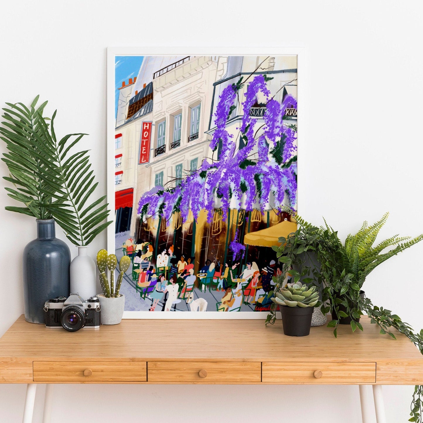 Paris Cafe Art Print: Maison Savage View, French Street Scene