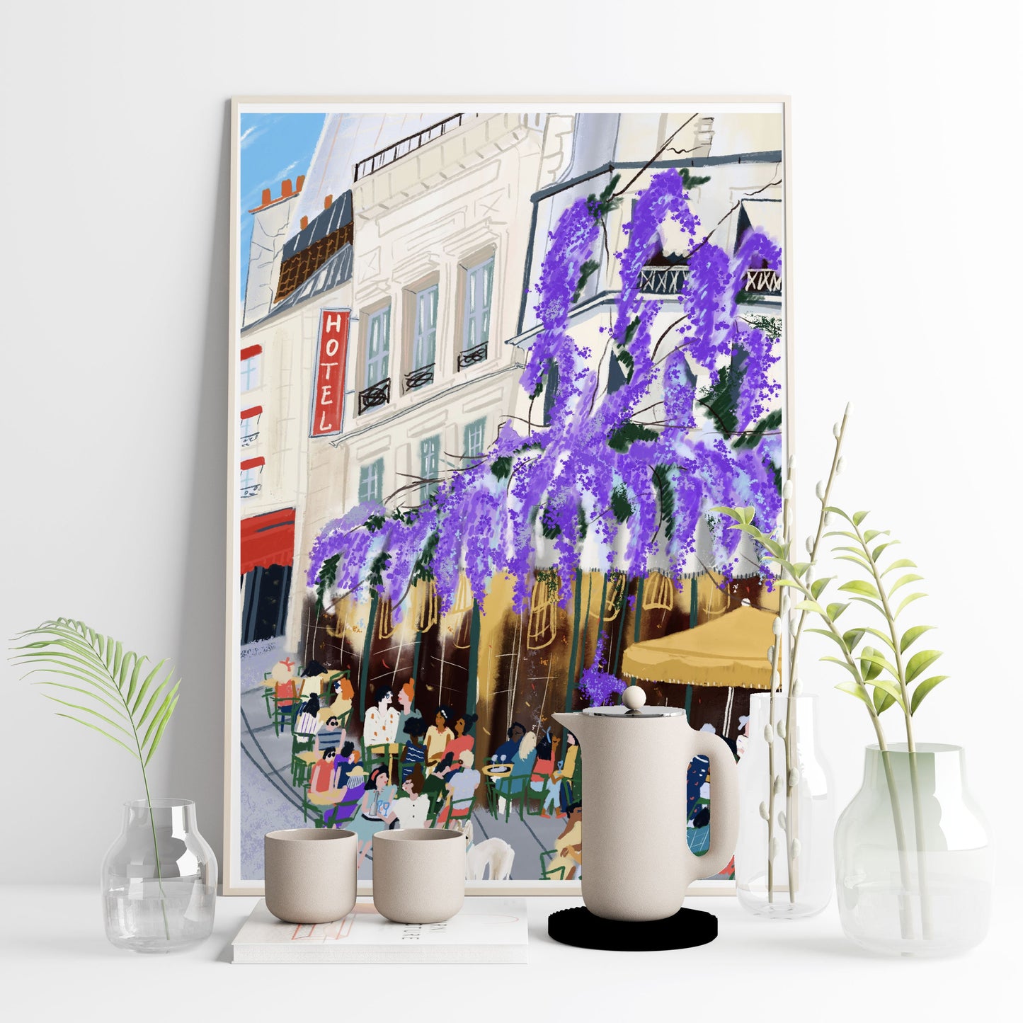 Paris Cafe Art Print: Maison Savage View, French Street Scene