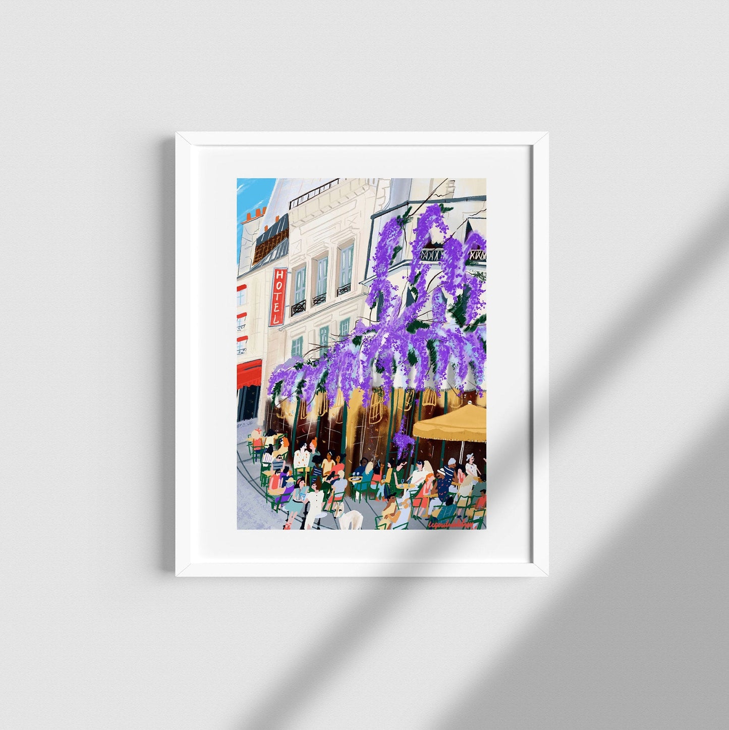 Paris Cafe Art Print: Maison Savage View, French Street Scene