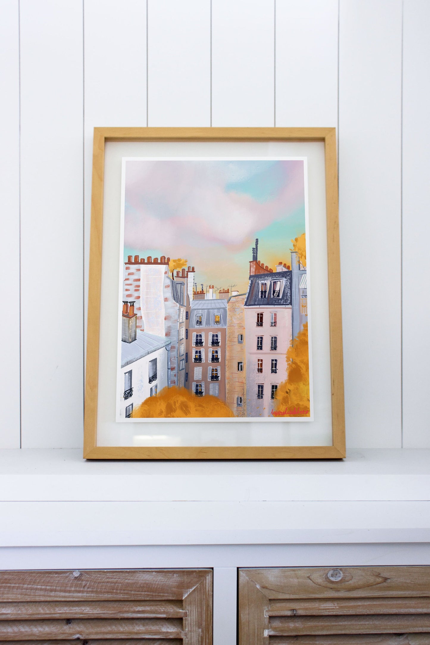 Paris Autumn Rooftop Art Print: Fall Landscape Poster