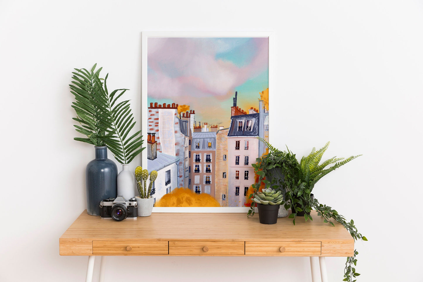 Paris Autumn Rooftop Art Print: Fall Landscape Poster