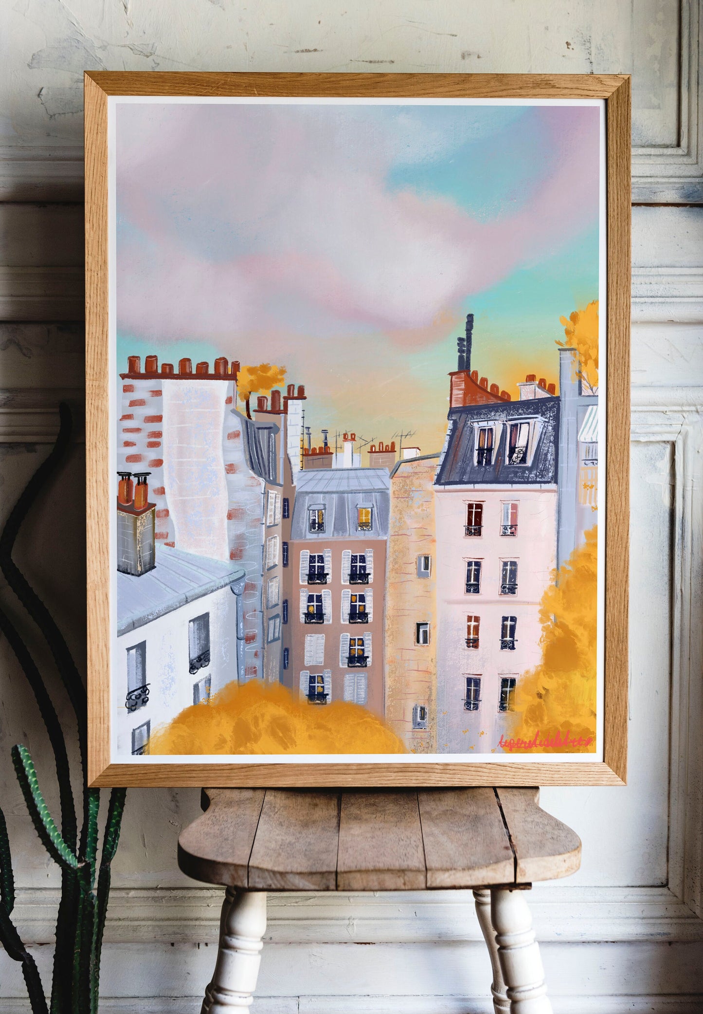 Paris Autumn Rooftop Art Print: Fall Landscape Poster