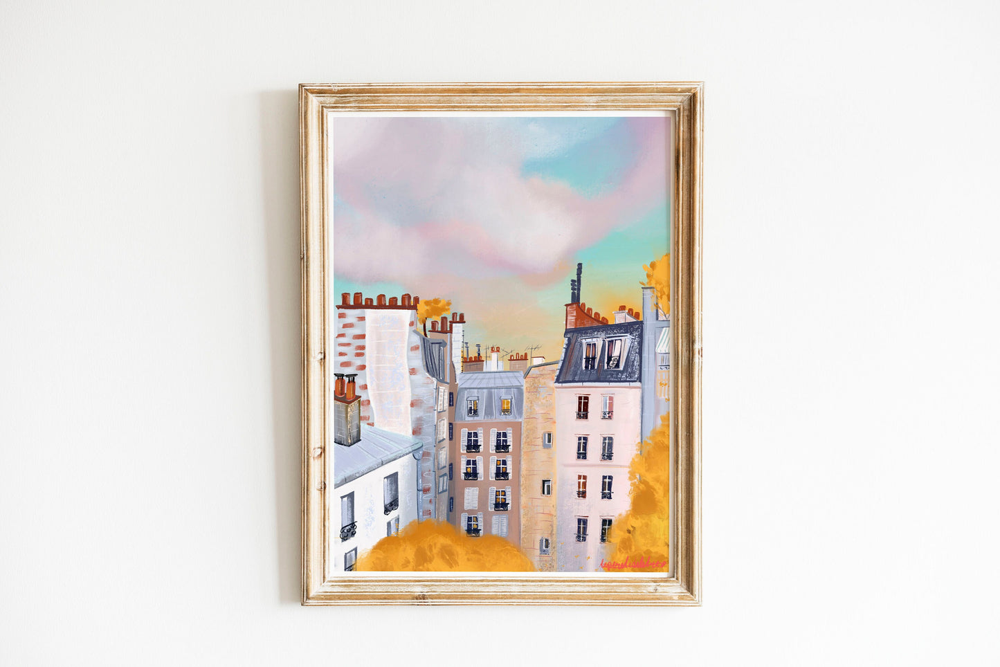 Paris Autumn Rooftop Art Print: Fall Landscape Poster