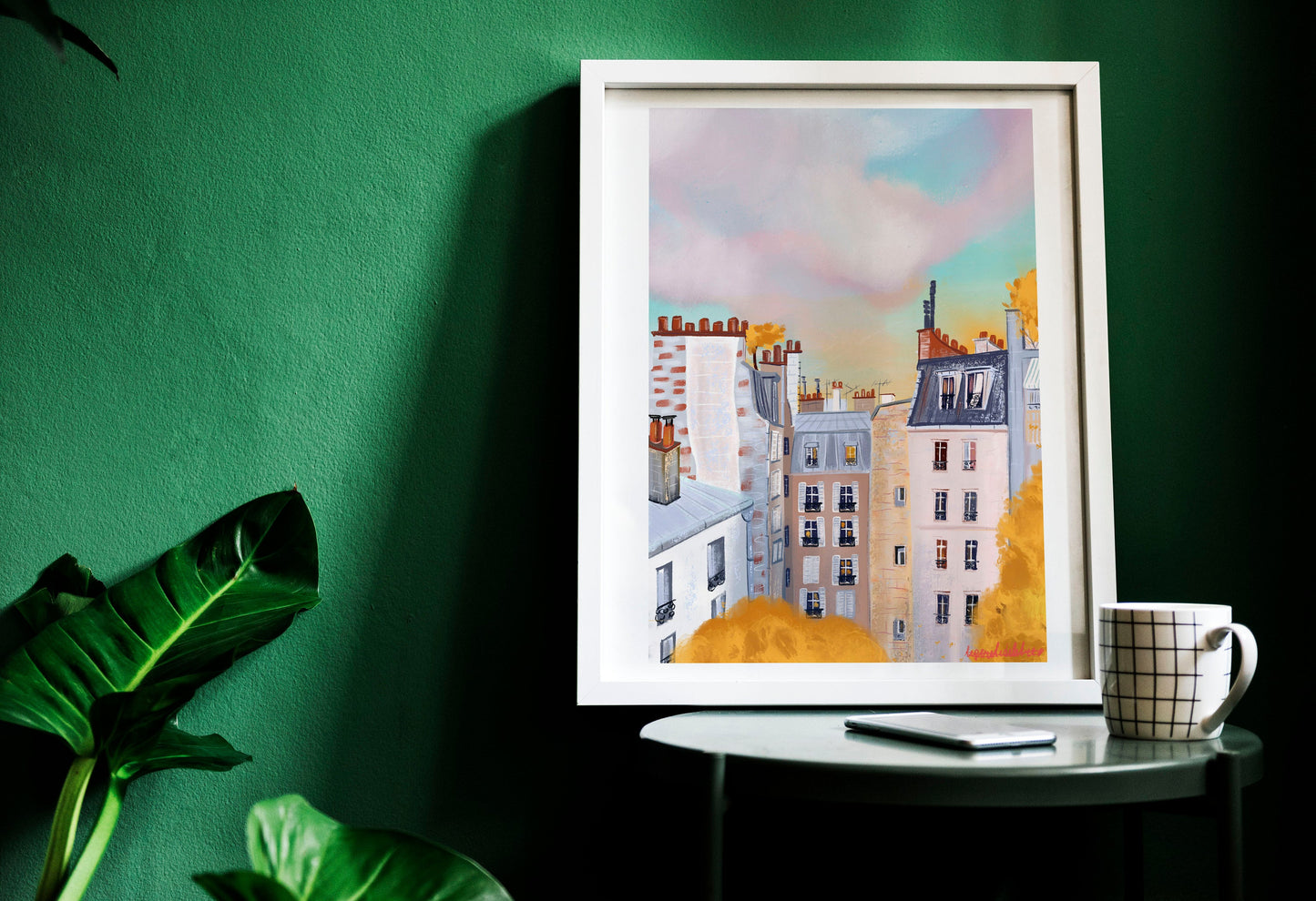 Paris Autumn Rooftop Art Print: Fall Landscape Poster