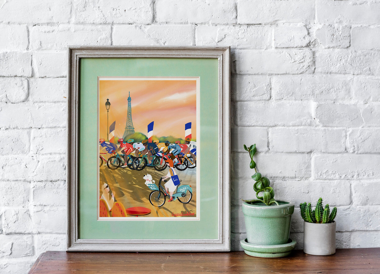 Cycling Race Eiffel Tower Art Print: Paris Souvenir