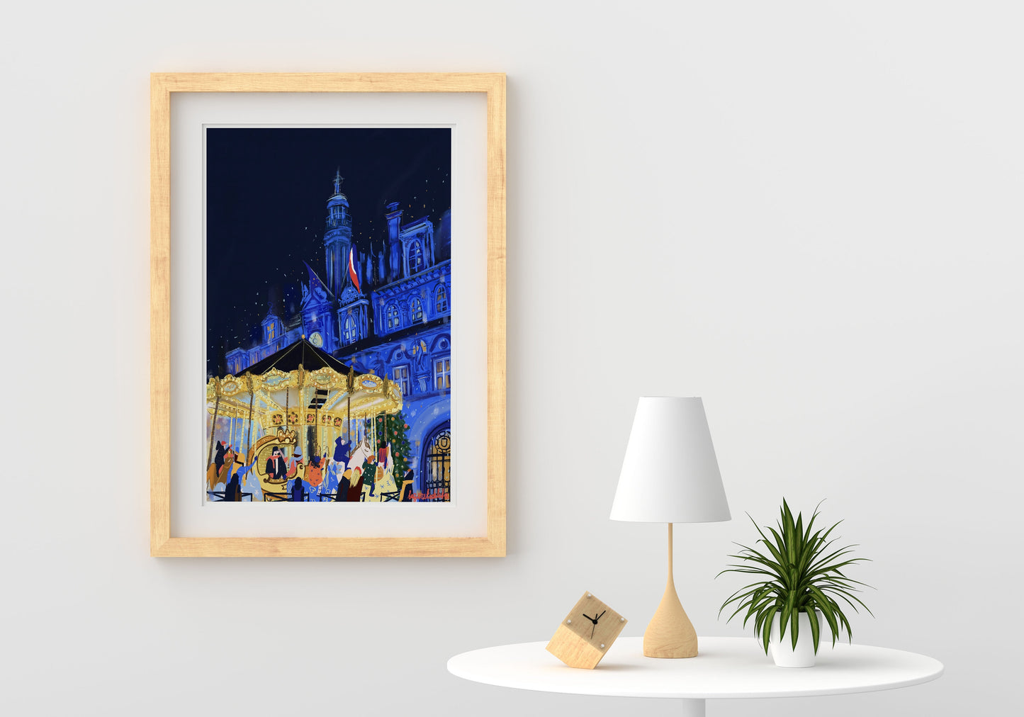 Paris Christmas Carousel Art Print: Hotel de Ville Poster