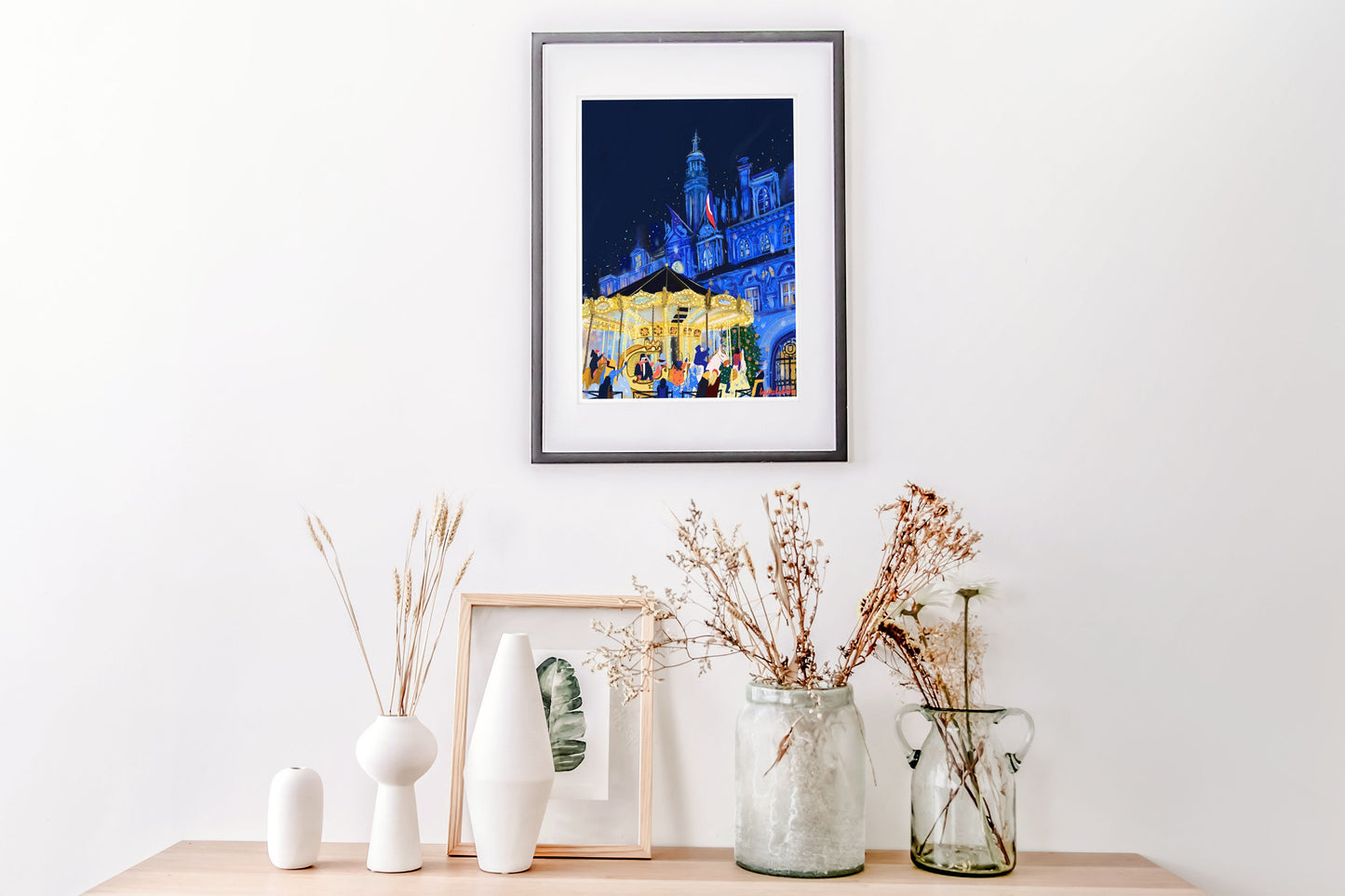 Paris Christmas Carousel Art Print: Hotel de Ville Poster