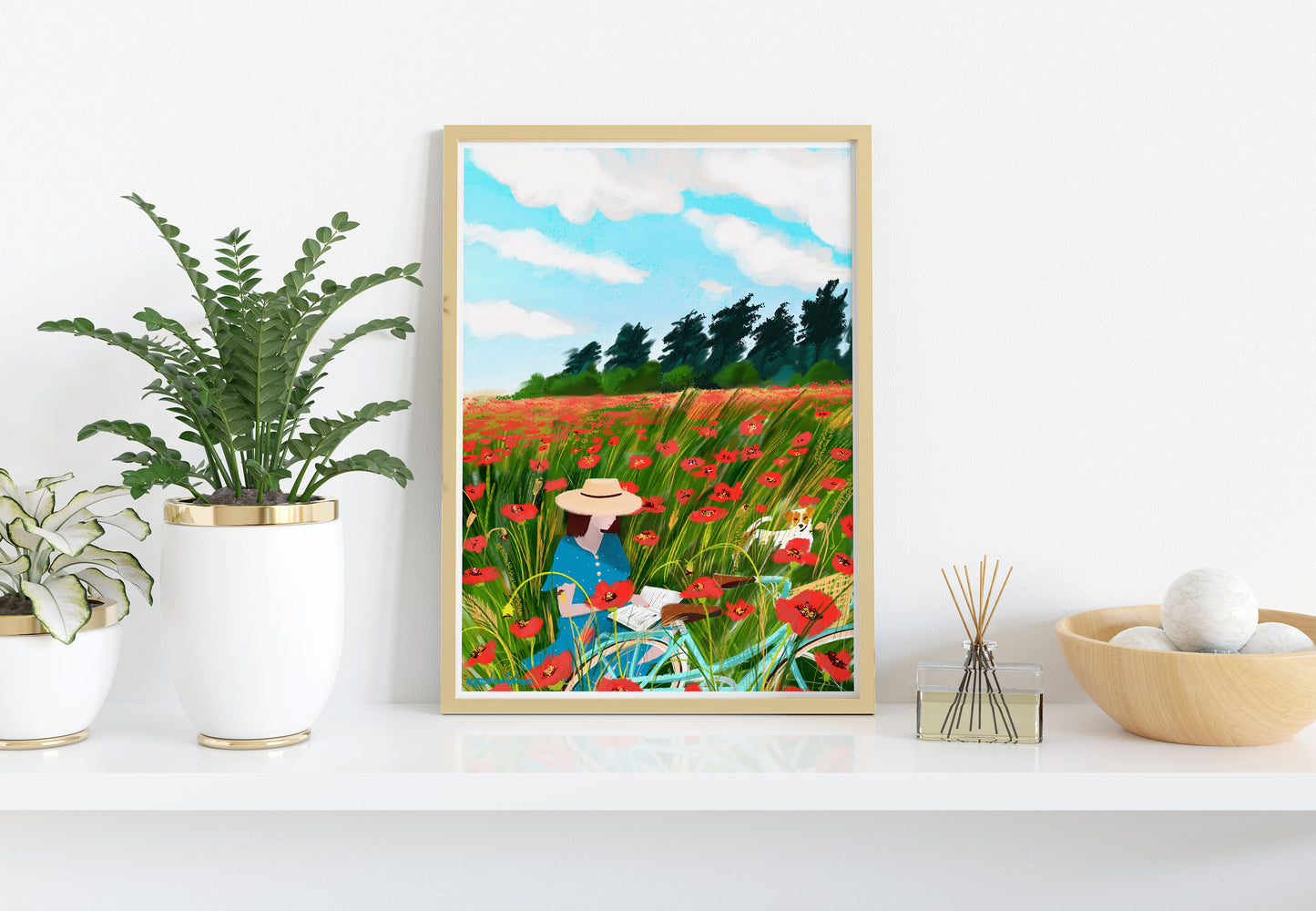 Poppy Field Art Print: Red Floral Illustration (A3/A4)