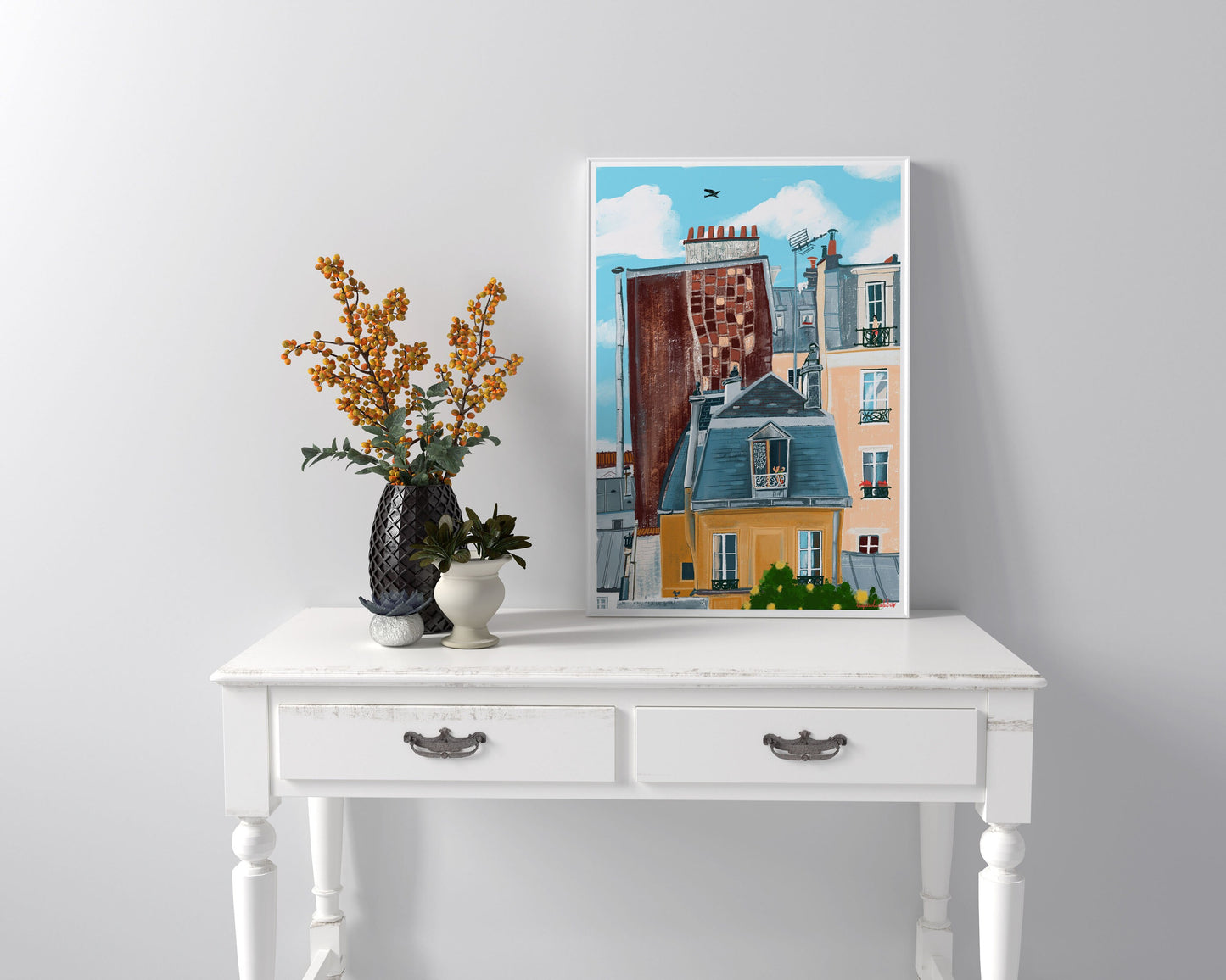 Paris 20e Illustration: Fine Art Print, Parisian Architecture
