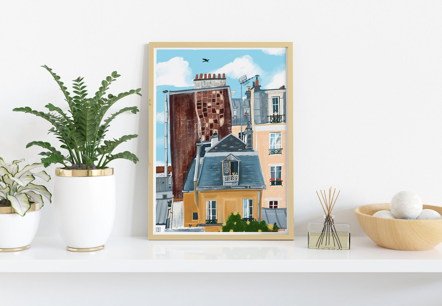Paris 20e Illustration: Fine Art Print, Parisian Architecture