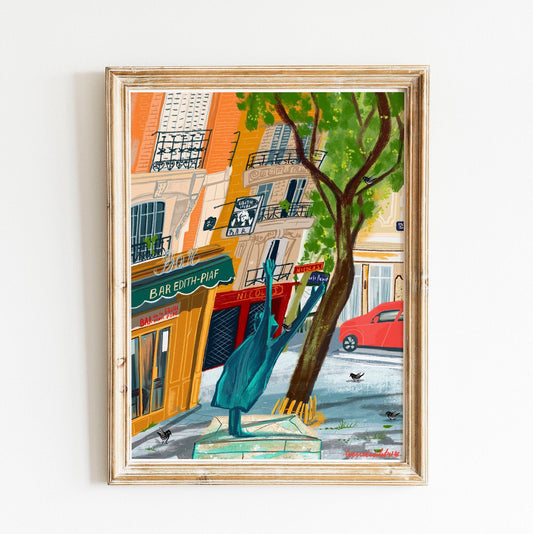 Edith Piaf Place Paris Art Print: Fine Art Paper Souvenir