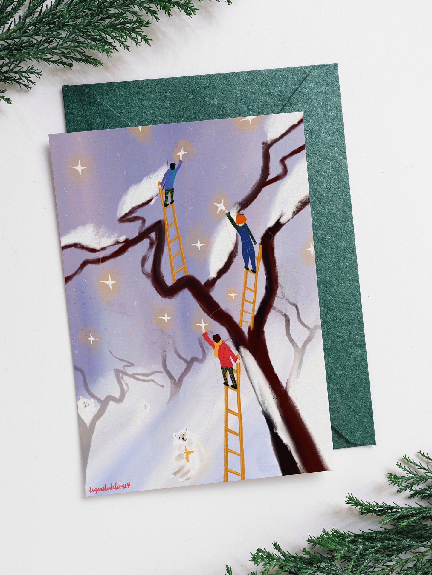 Printable Christmas Card |Christmas Greeting Card|Digital Holiday Card| Instant Download Christmas Card|Christmas Stars |cute new year card