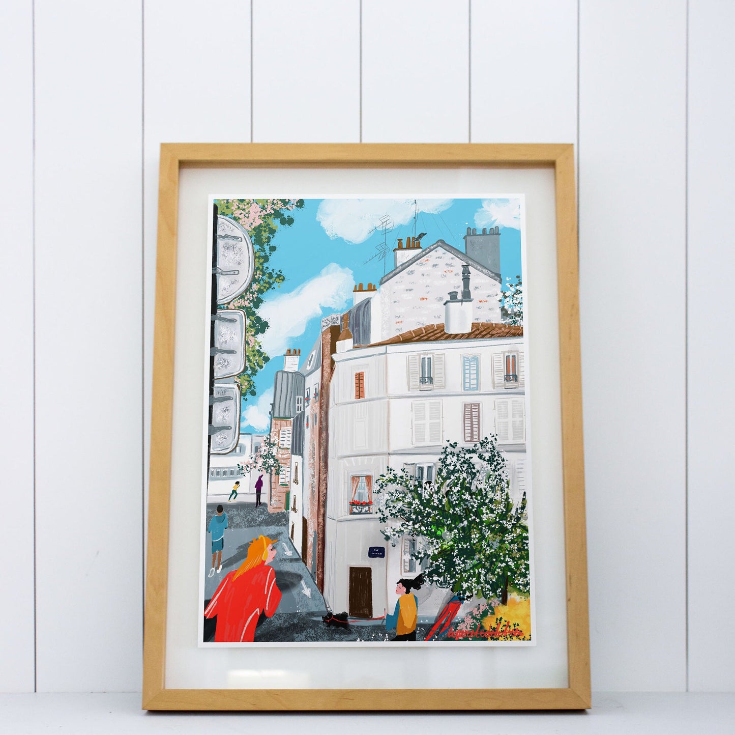Paris Running Illustration: City Life Fine Art Print