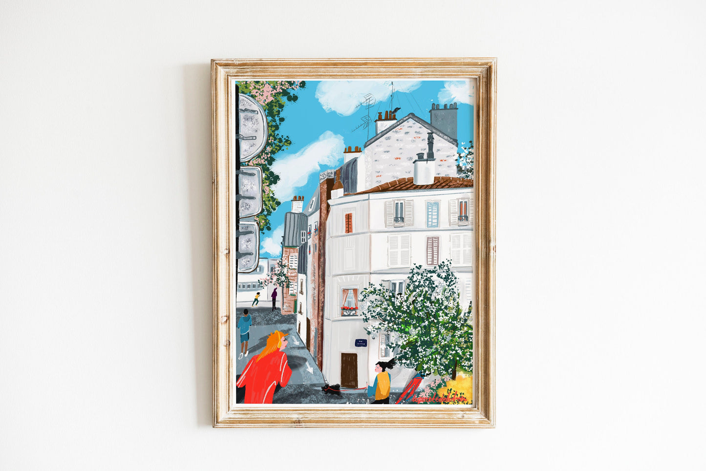 Paris Running Illustration: City Life Fine Art Print