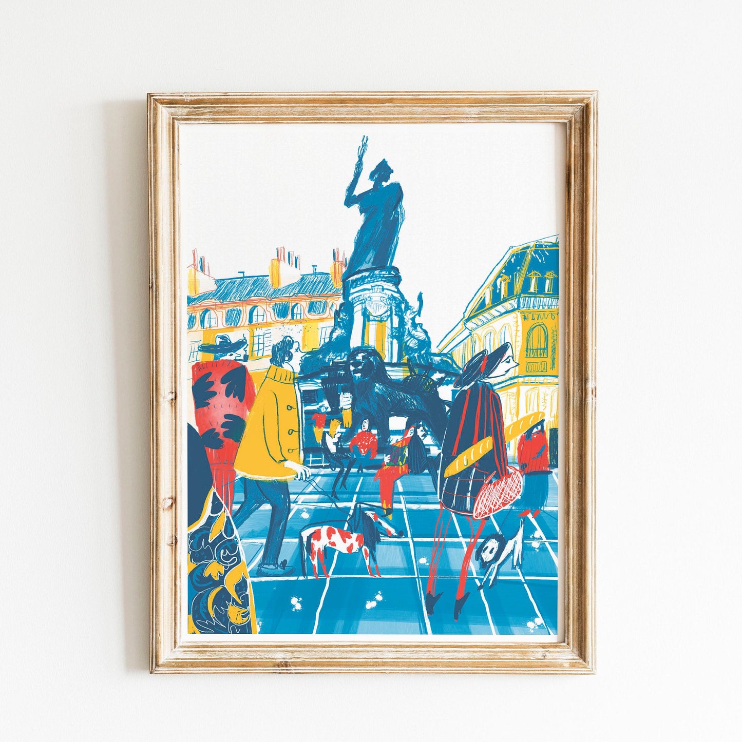 Paris Print: Place de Republique Illustrated Art Poster