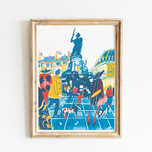 Paris Print: Place de Republique Illustrated Art Poster