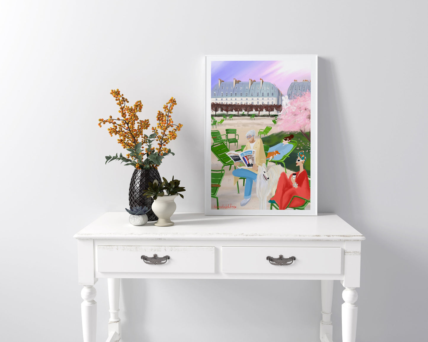 Jardin Tuileries Poster: Parisian Lifestyle Art Print