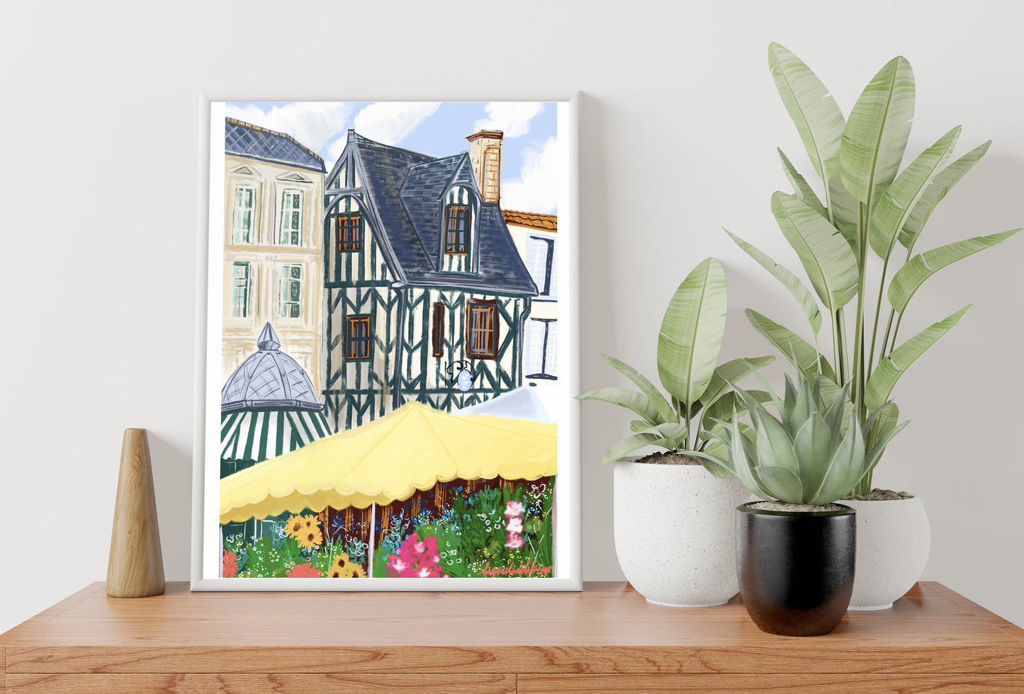 La Rochelle France Market Illustration: Fine Art Travel Poster