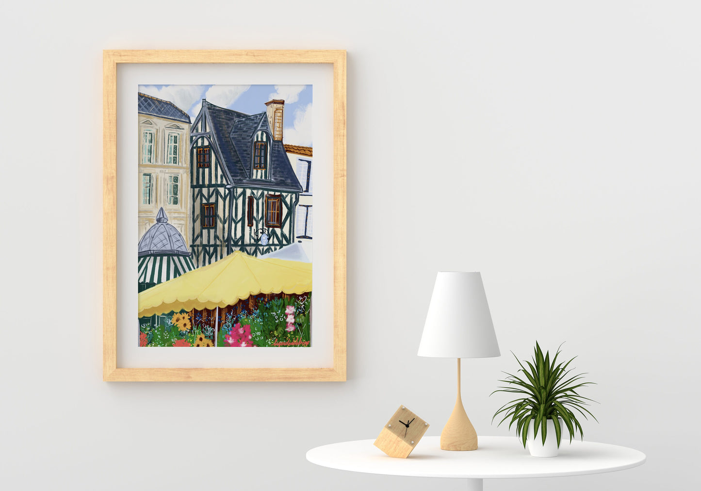 La Rochelle France Market Illustration: Fine Art Travel Poster