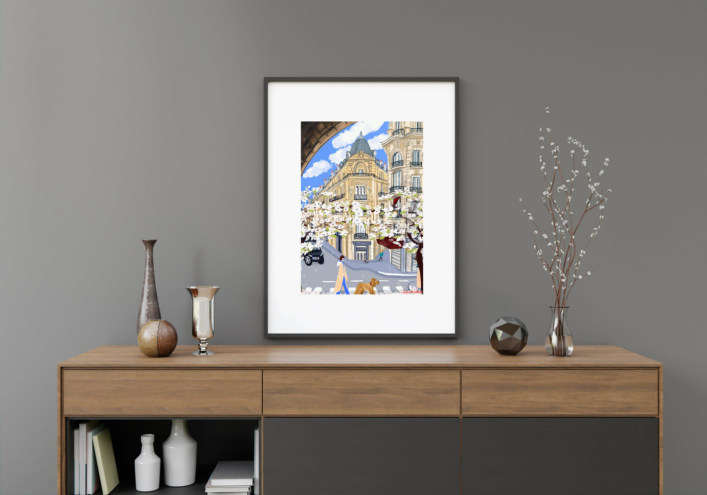 Cherry Blossom Parisian Architecture-Gare de Lyon Paris Print: