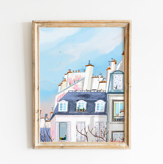 Magnolia Blossom Paris Print: Spring Trees Fine Art Poster