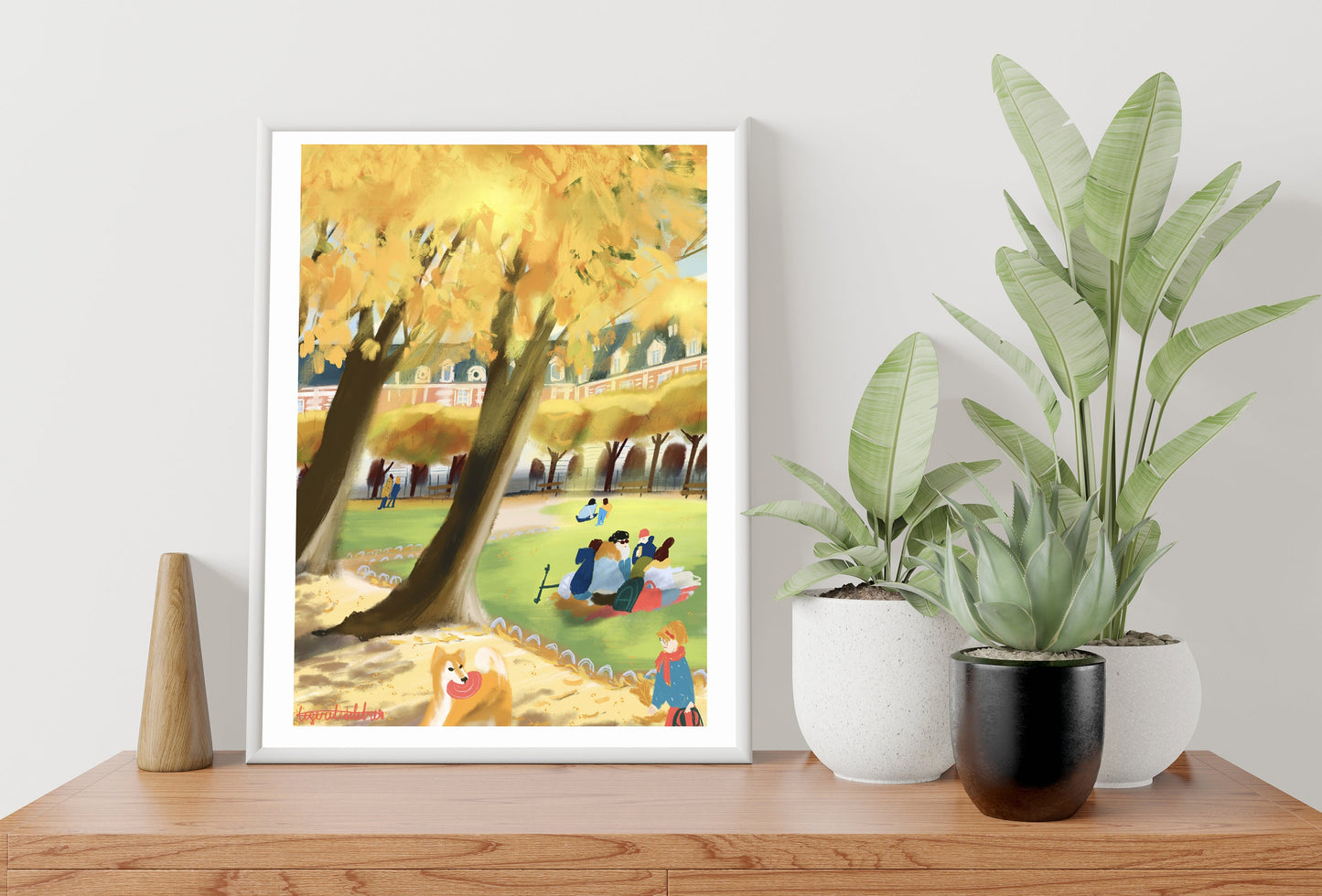 Place de Vosges Autumn Print: Parisian Park Scene