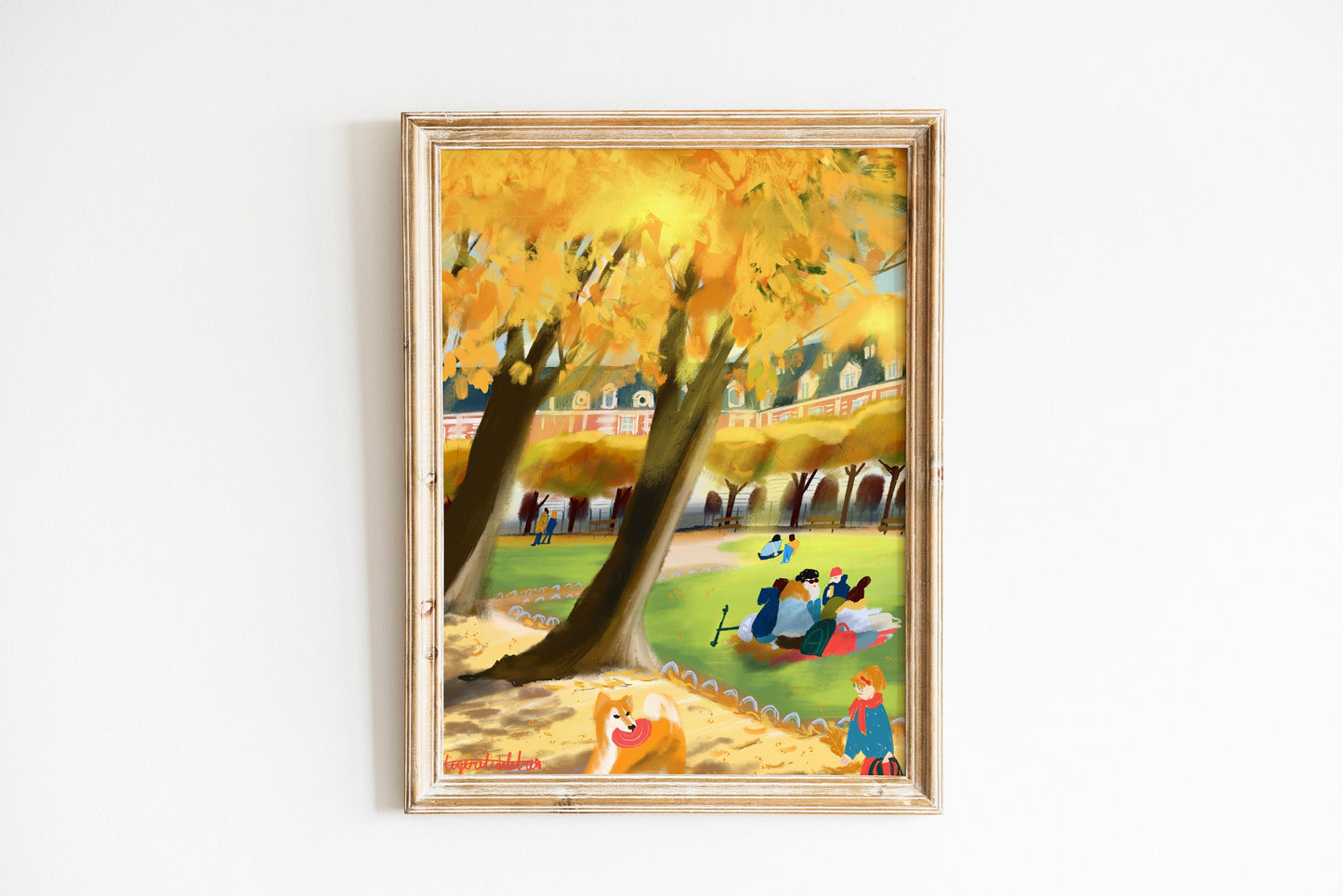 Place de Vosges Autumn Print: Parisian Park Scene