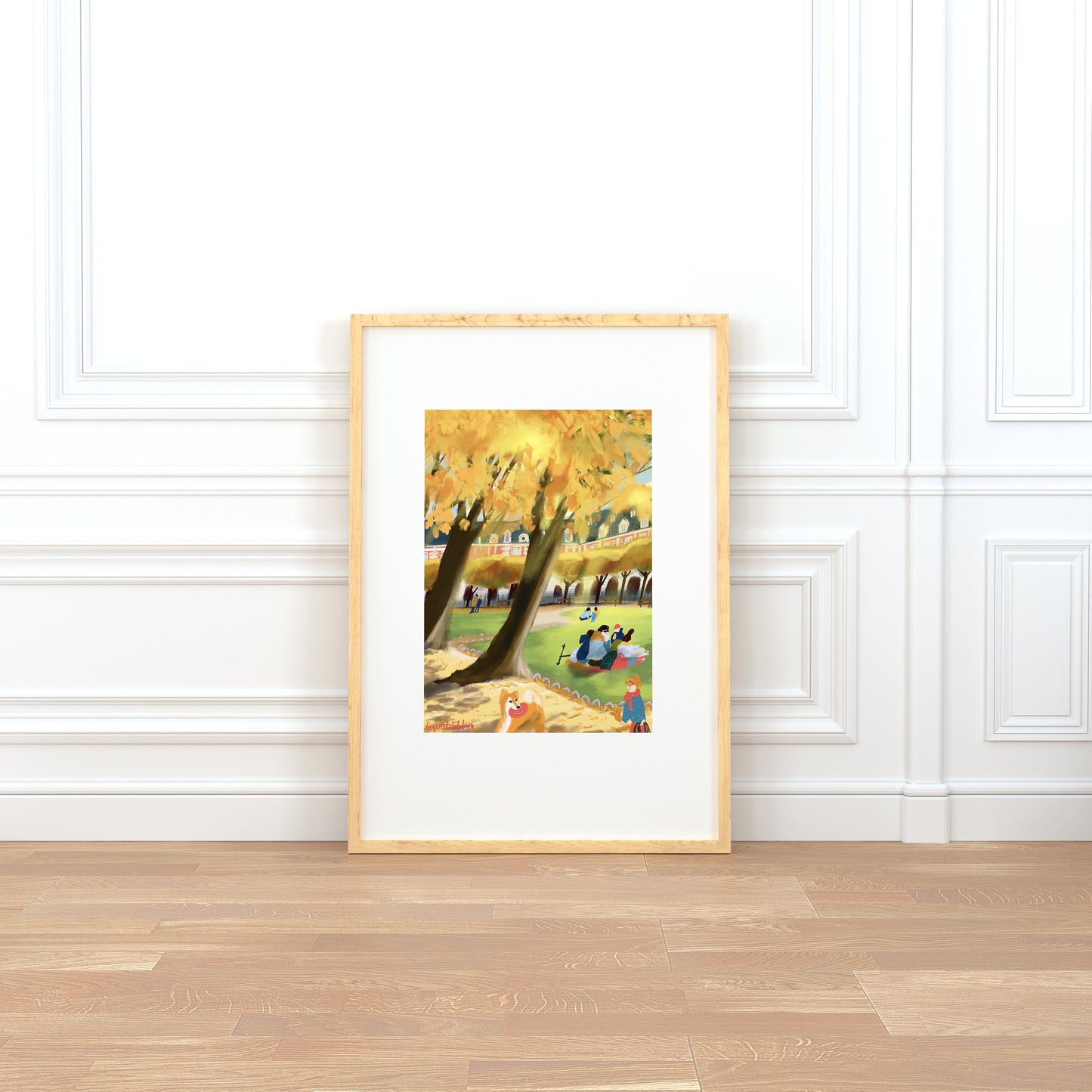 Place de Vosges Autumn Print: Parisian Park Scene