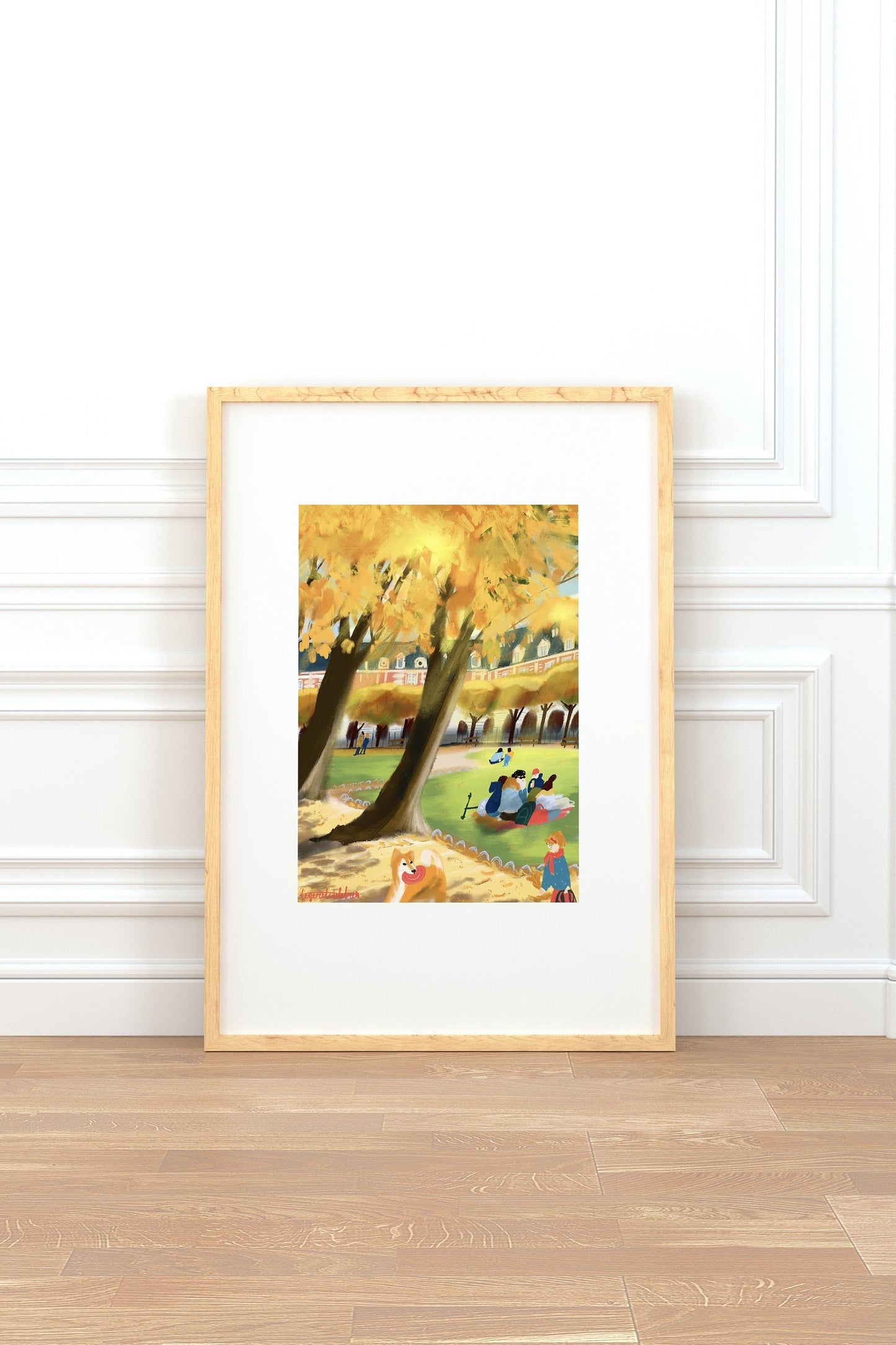 Place de Vosges Autumn Print: Parisian Park Scene