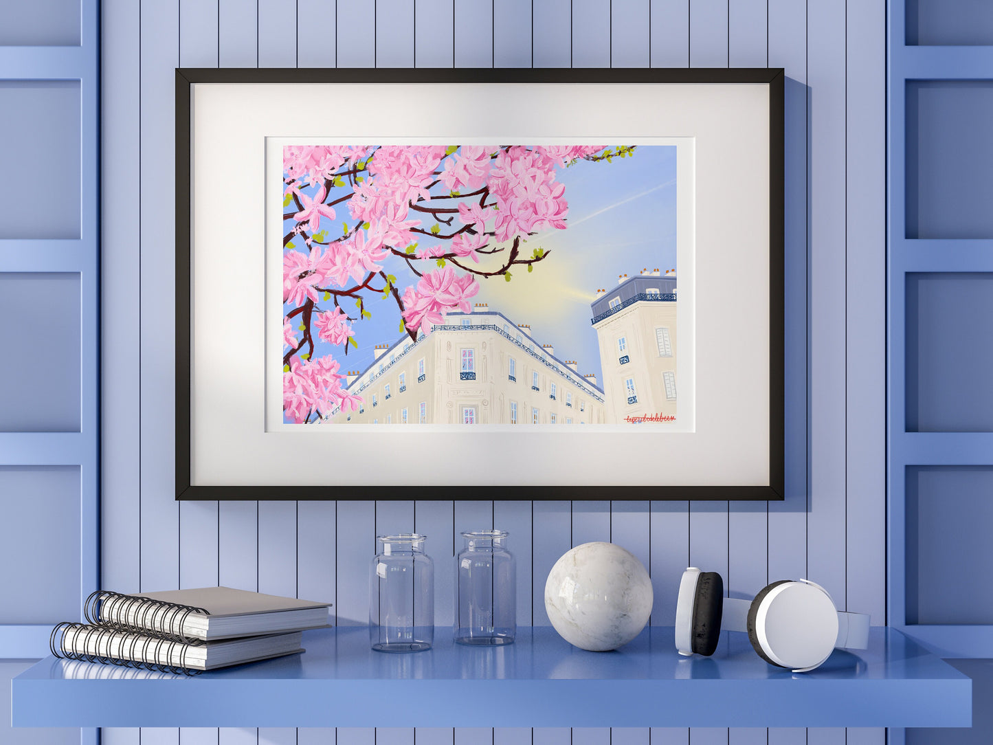 Paris Magnolia Bloom Art Print: Spring City View