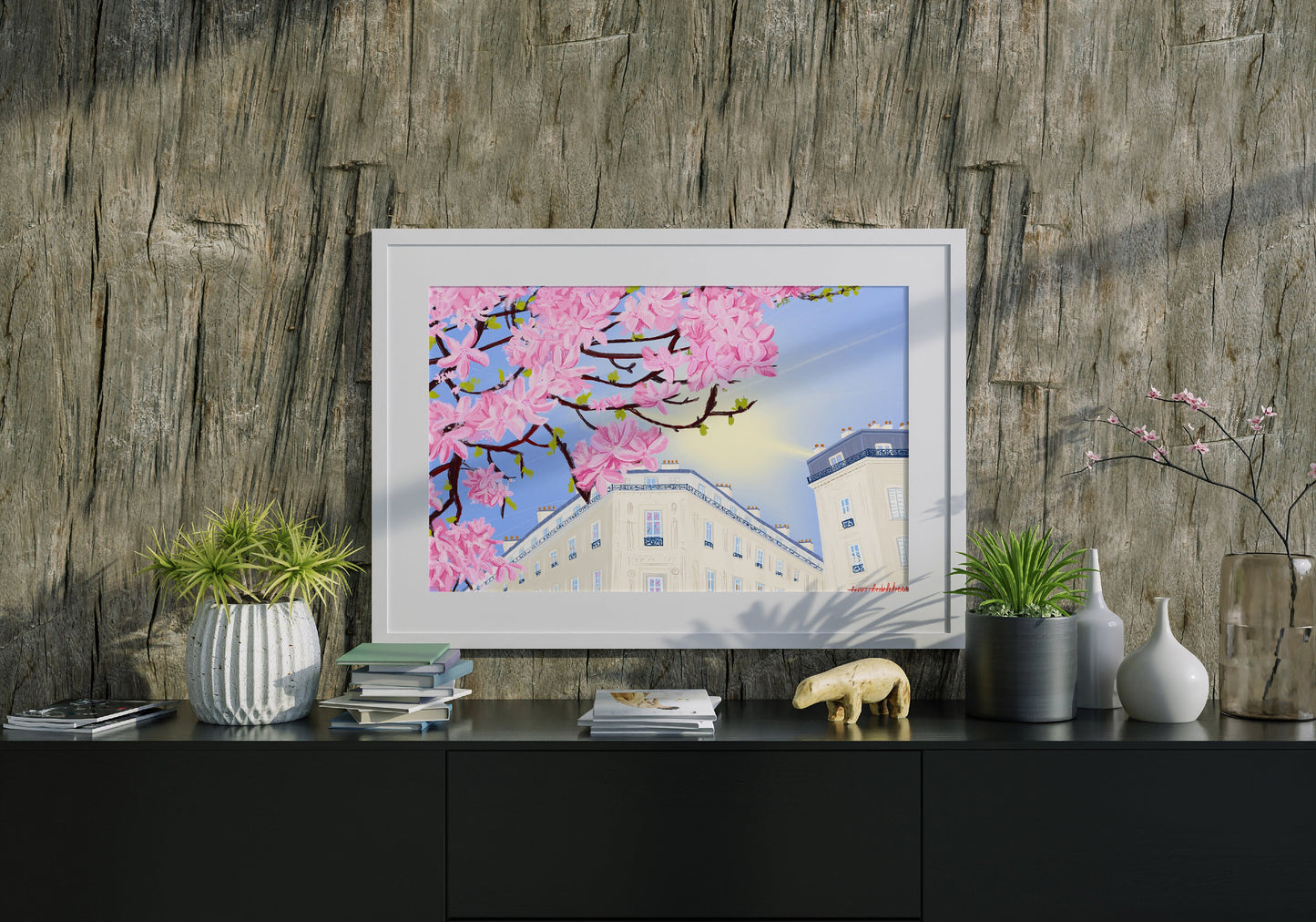 Paris Magnolia Bloom Art Print: Spring City View