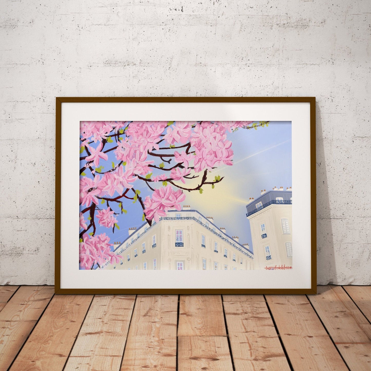 Paris Magnolia Bloom Art Print: Spring City View