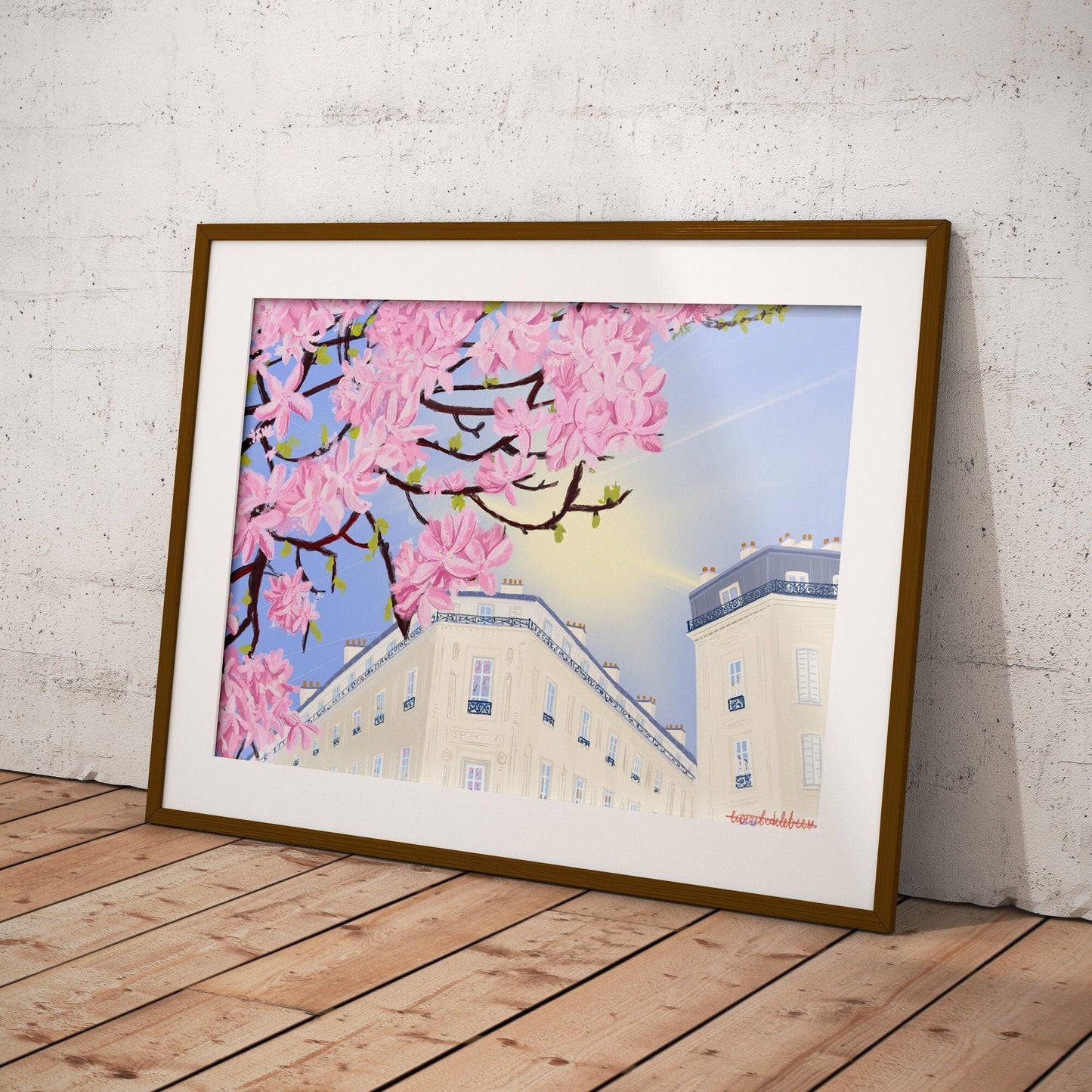 Paris Magnolia Bloom Art Print: Spring City View