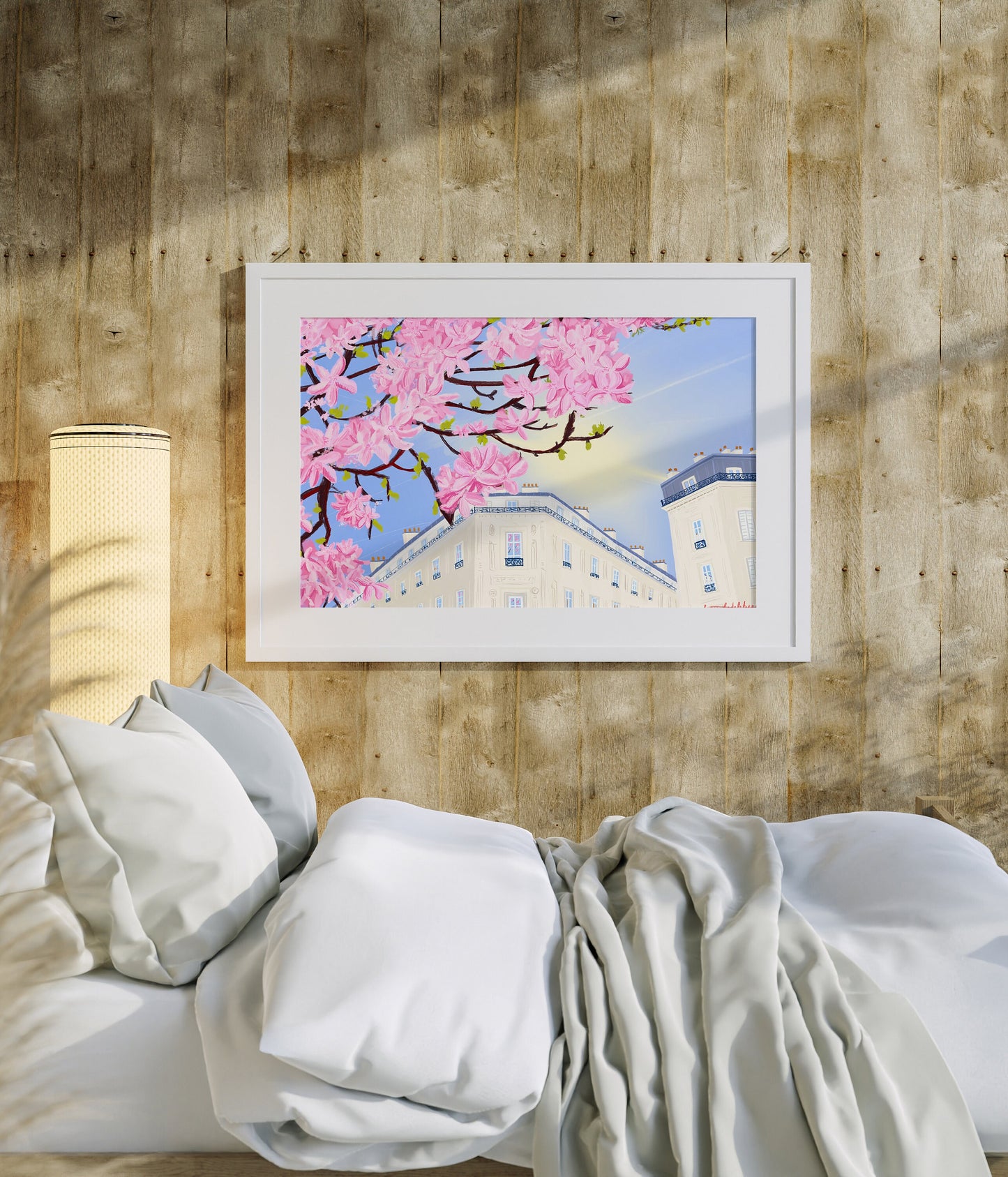 Paris Magnolia Bloom Art Print: Spring City View