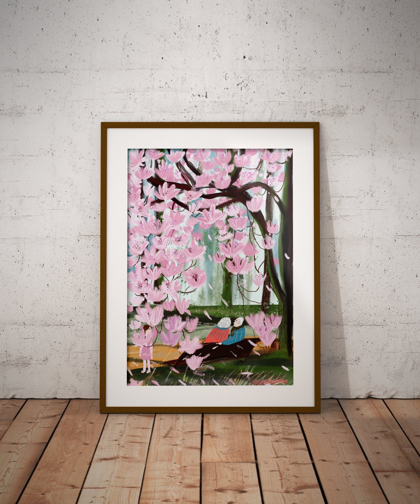 Romantic grandparents print|Cherry blossom tree poster|Grandparents anniversary gift idea| Lovely grandparents wall art|Cherry blossom print