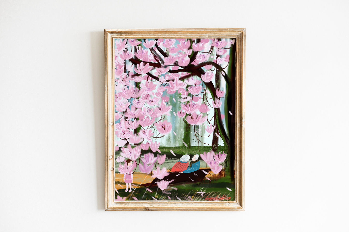 Romantic grandparents print|Cherry blossom tree poster|Grandparents anniversary gift idea| Lovely grandparents wall art|Cherry blossom print