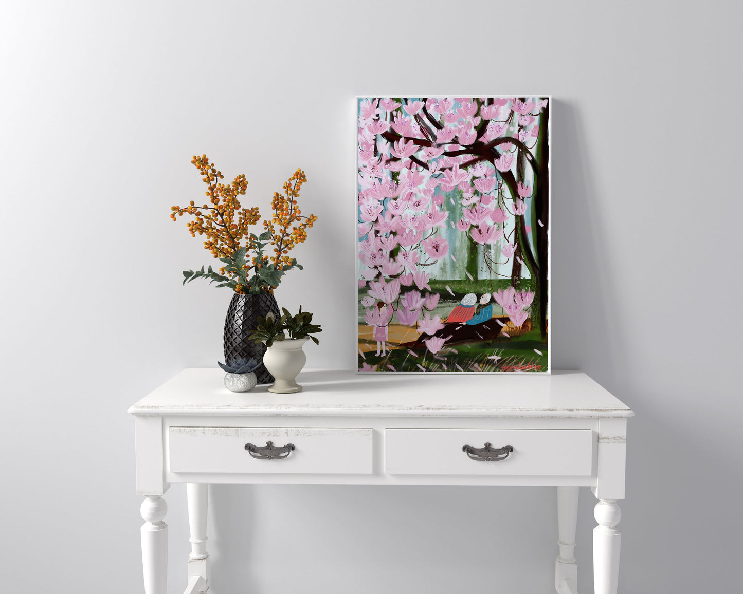 Romantic grandparents print|Cherry blossom tree poster|Grandparents anniversary gift idea| Lovely grandparents wall art|Cherry blossom print