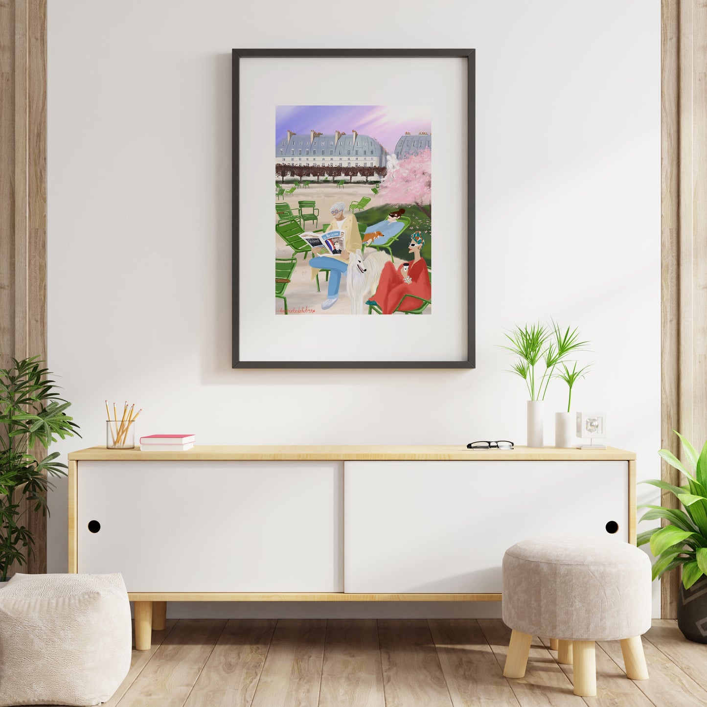 Jardin Tuileries Poster: Parisian Lifestyle Art Print