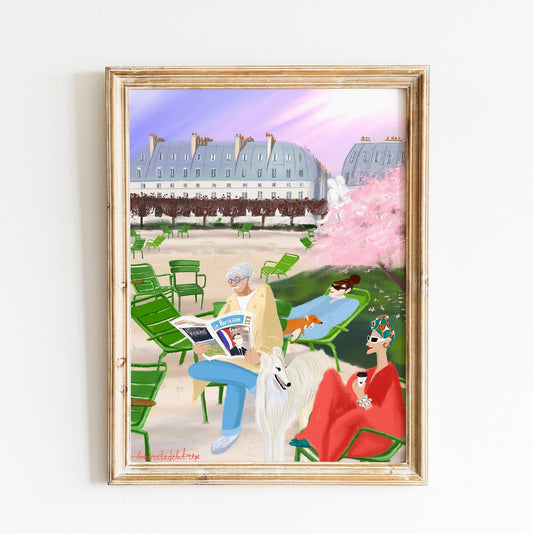 Jardin Tuileries Poster: Parisian Lifestyle Art Print