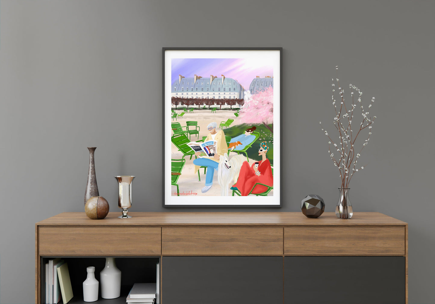Jardin Tuileries Poster: Parisian Lifestyle Art Print