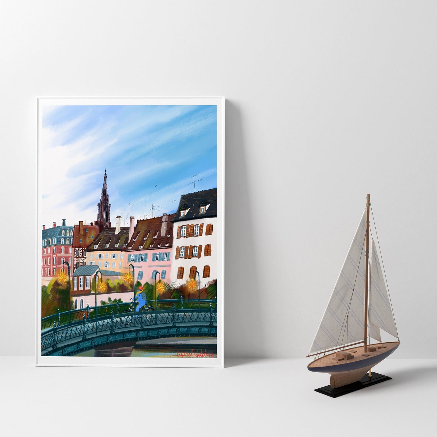 Strasbourg France Art Print: Alsace Souvenir Illustration