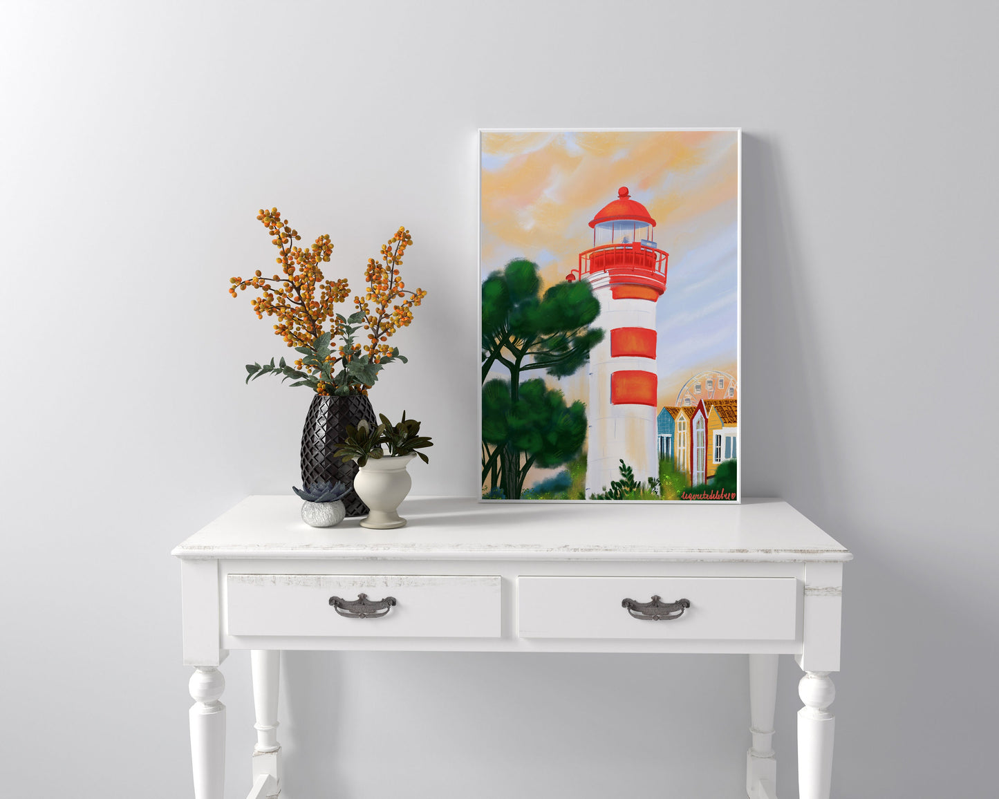 La Rochelle Lighthouse Print: France Travel Poster, Coastal Wall Art