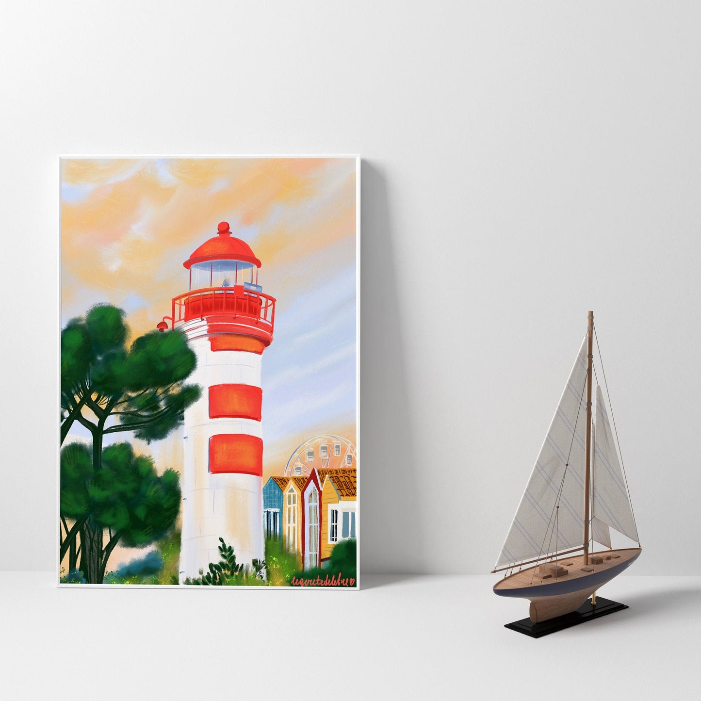 La Rochelle Lighthouse Print: France Travel Poster, Coastal Wall Art