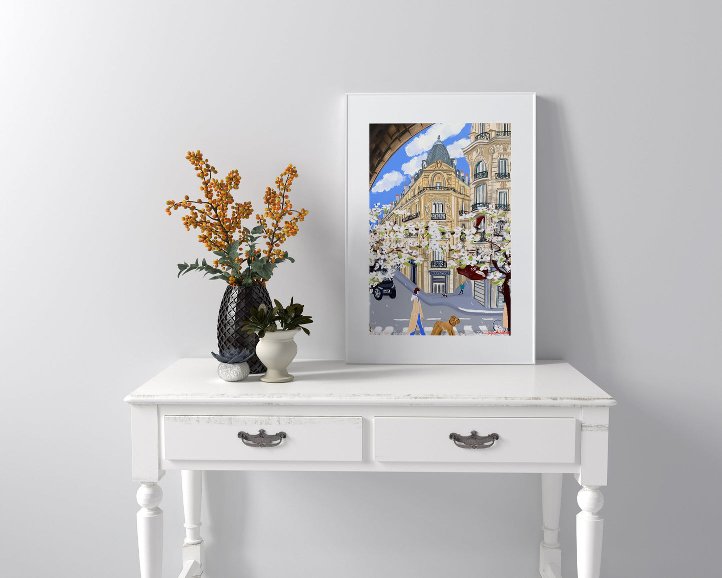 Cherry Blossom Parisian Architecture-Gare de Lyon Paris Print: