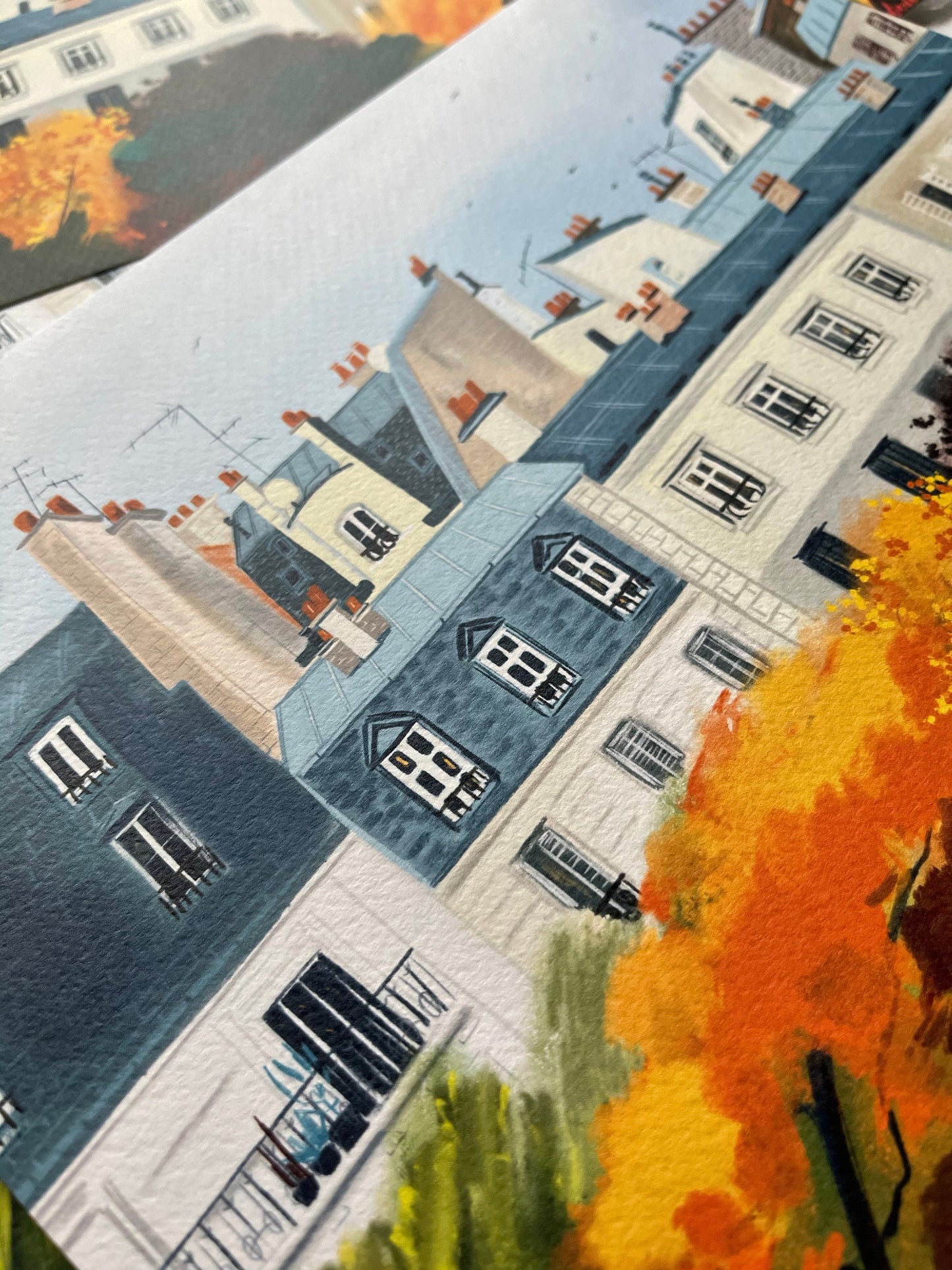 Paris Rooftops Fall Art Print: Parisian Illustration