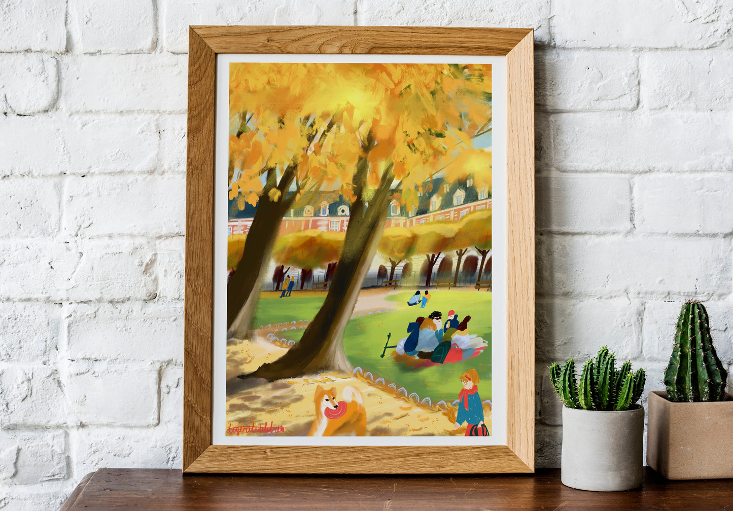 Place de Vosges Autumn Print: Parisian Park Scene