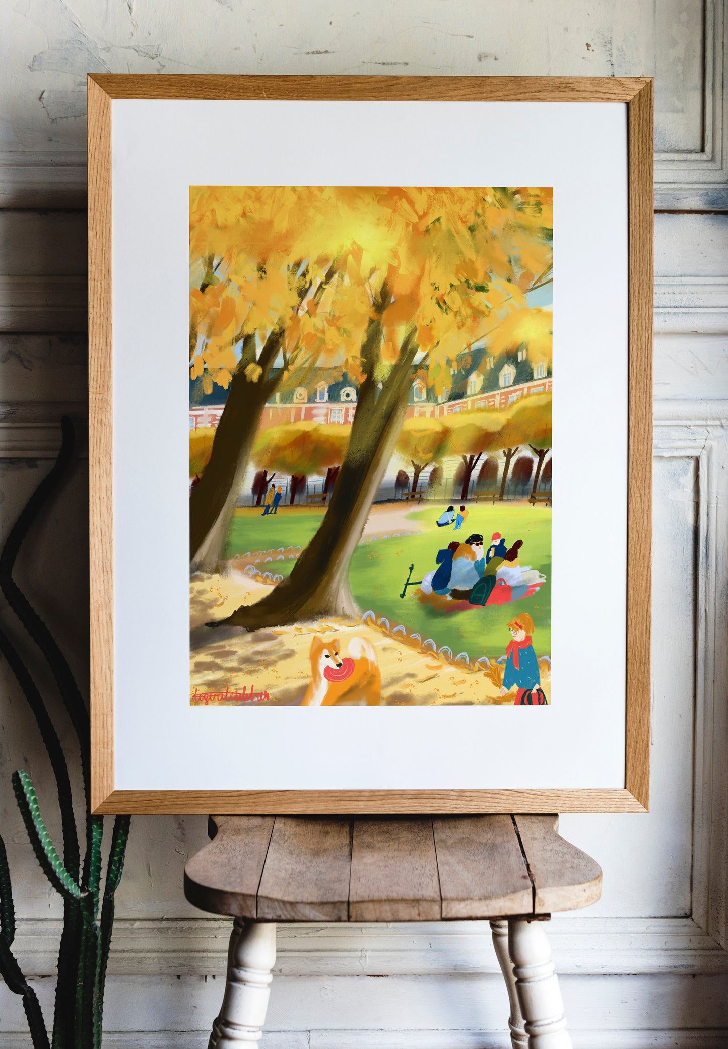 Place de Vosges Autumn Print: Parisian Park Scene