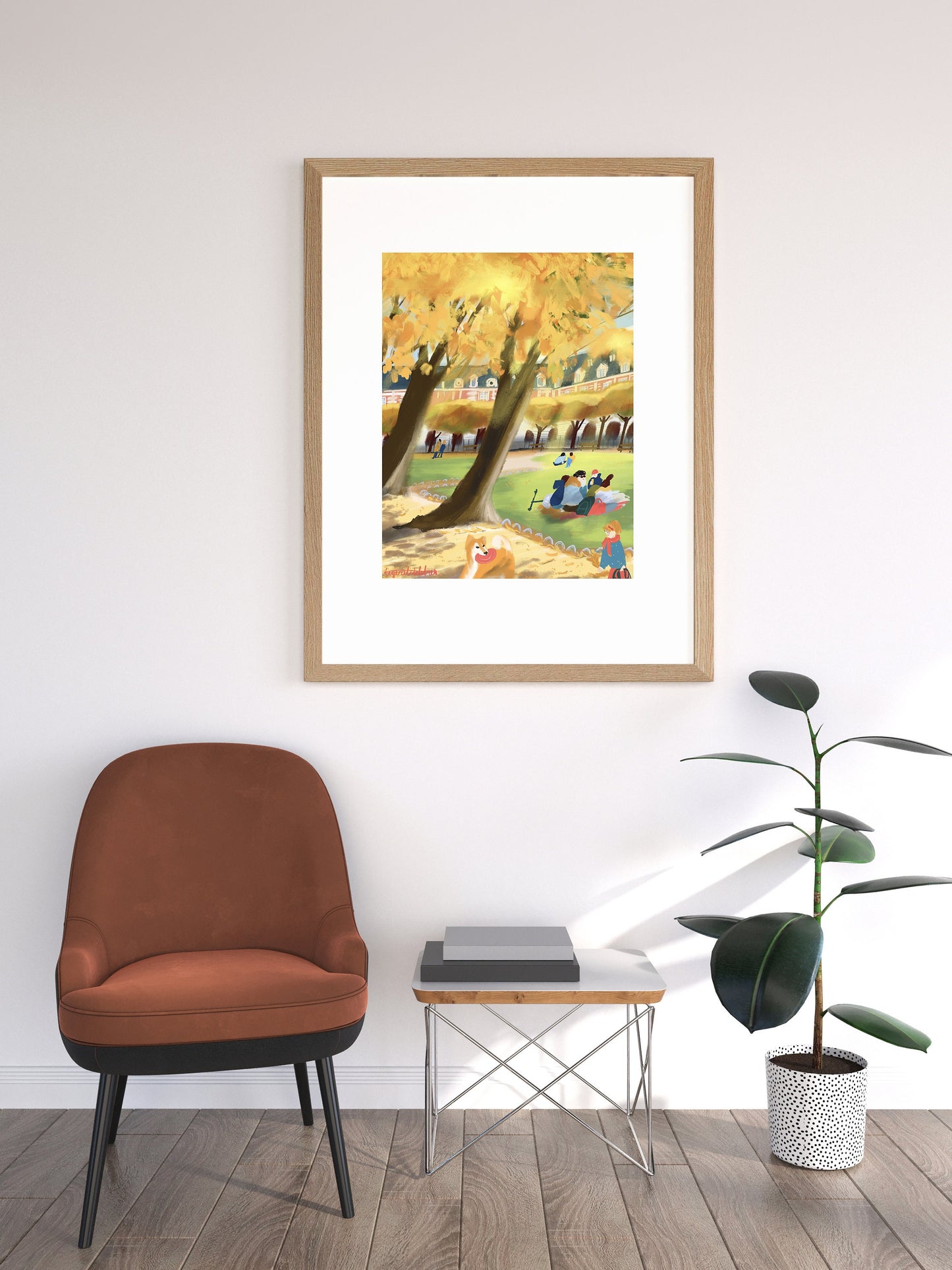 Place de Vosges Autumn Print: Parisian Park Scene