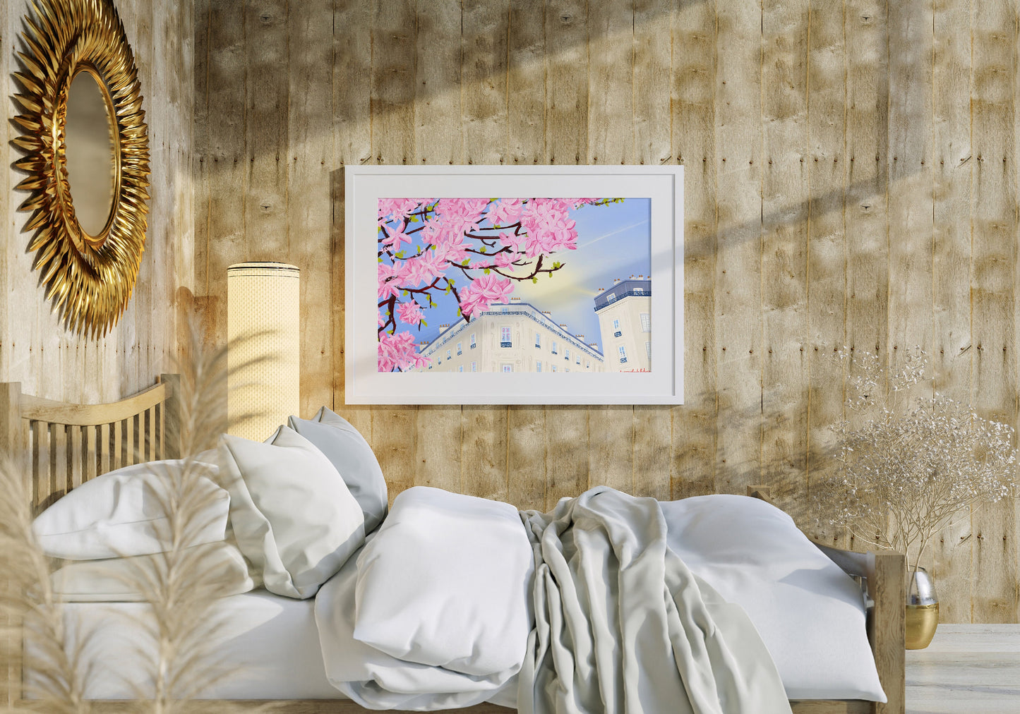 Paris Magnolia Bloom Art Print: Spring City View